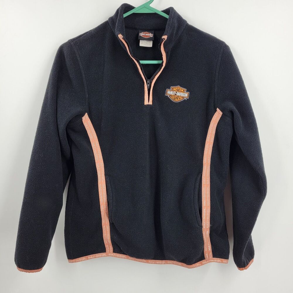 Harley Davidson Womens 1/4 Zip Fleece Pullover S Small Pink Black Los Angeles CA
